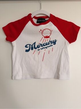 ‘Mercury in Retrograde' Raglan Tee - White & Red